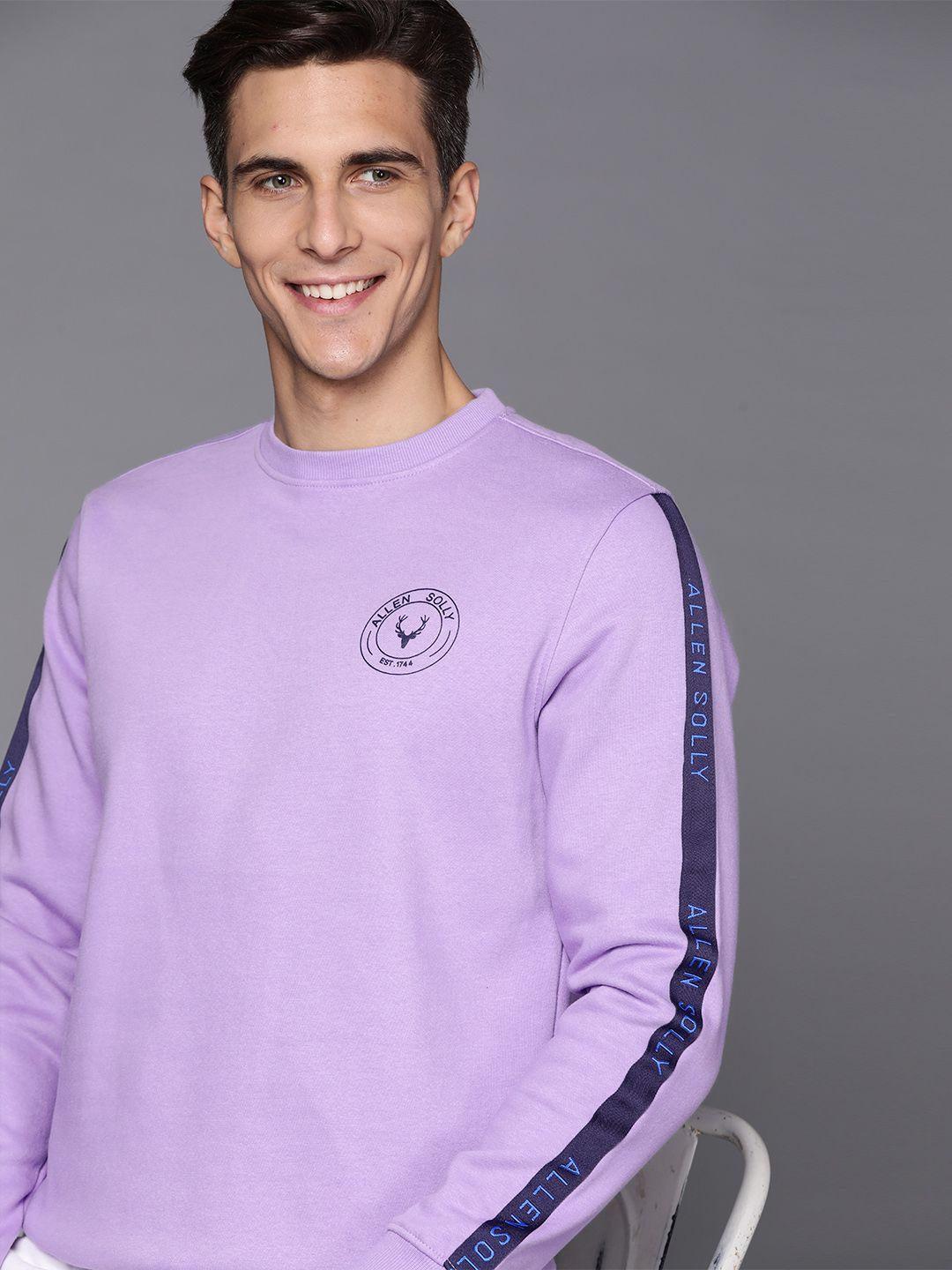 allen solly men lavender solid sweatshirt