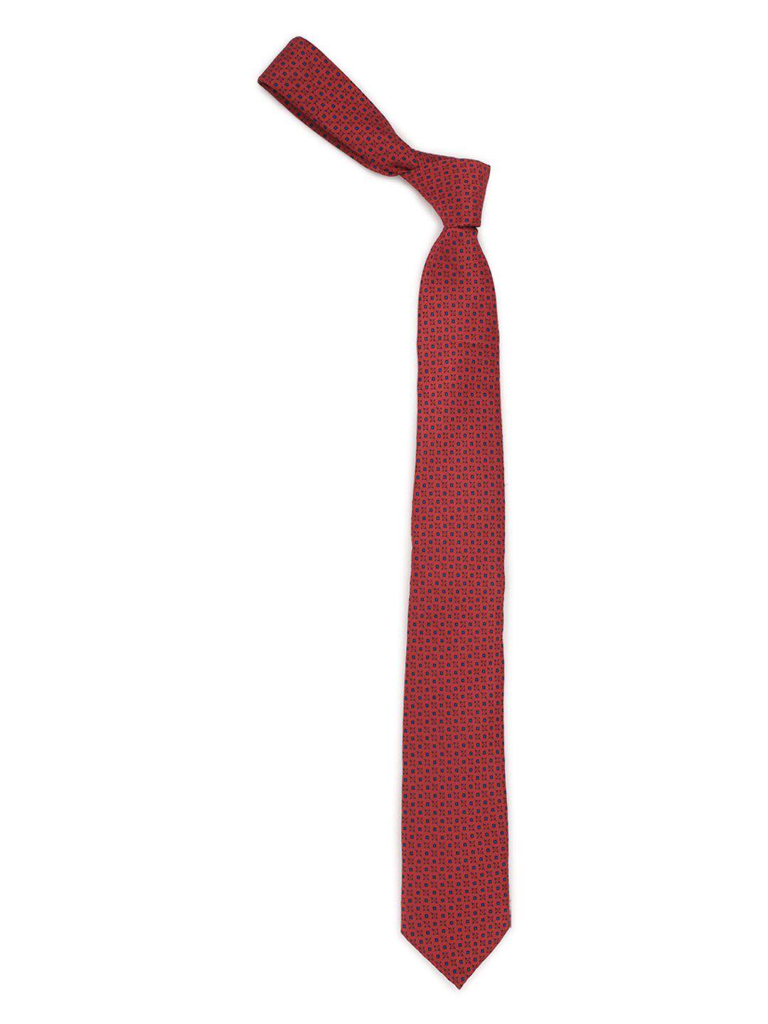 allen solly men maroon & blue printed broad tie