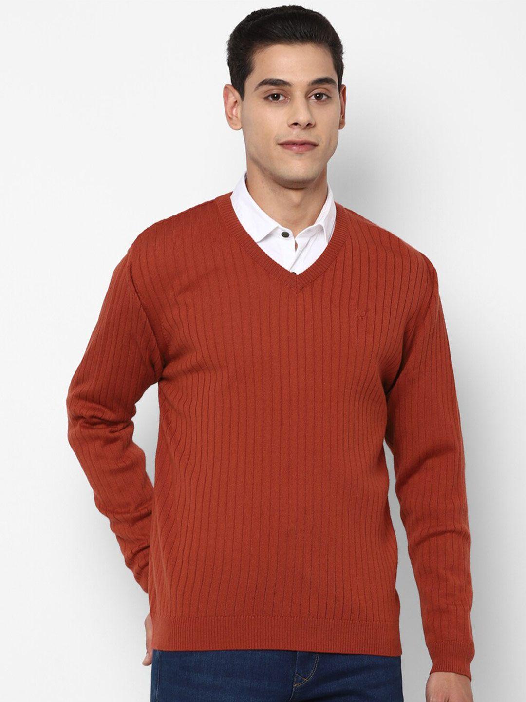 allen solly men maroon ribbed pullover