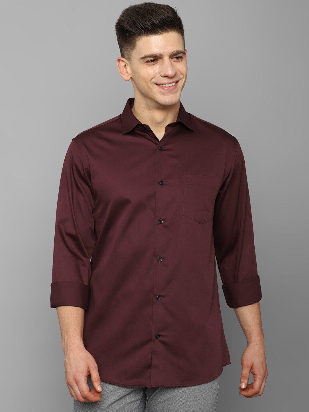 allen solly men maroon slim fit pure cotton casual shirt