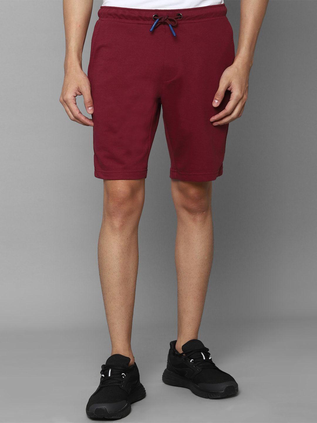 allen solly men maroon solid slim fit shorts