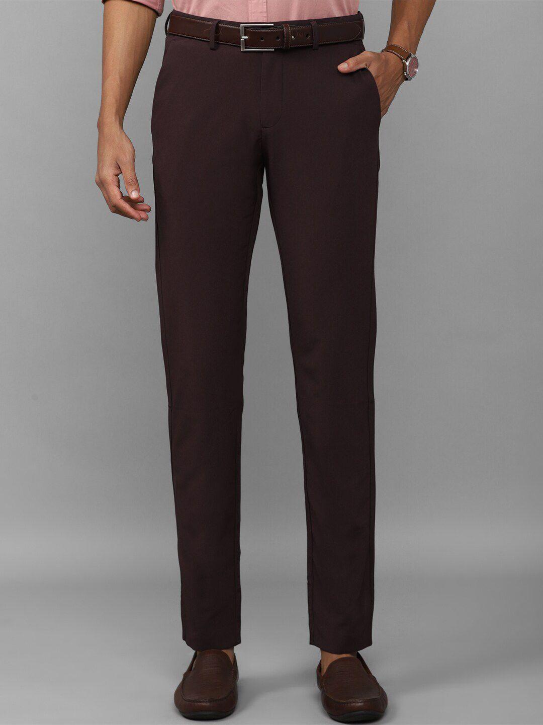 allen solly men mid-rise slim fit plain formal trousers