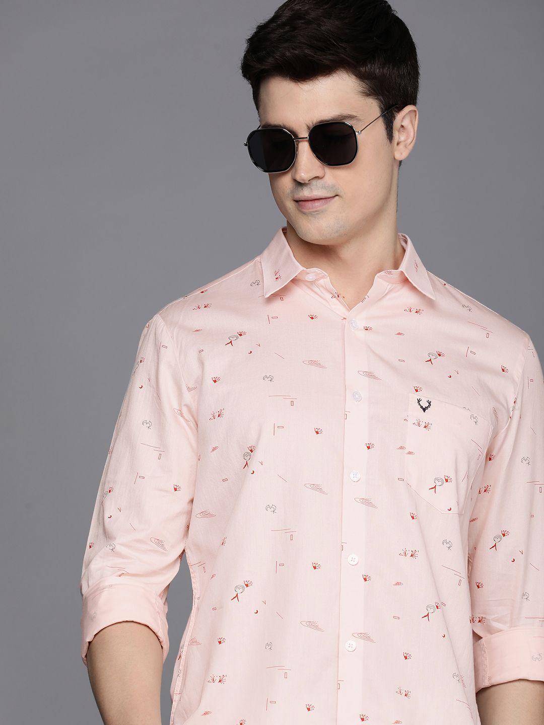 allen solly men modern slim fit opaque printed casual shirt