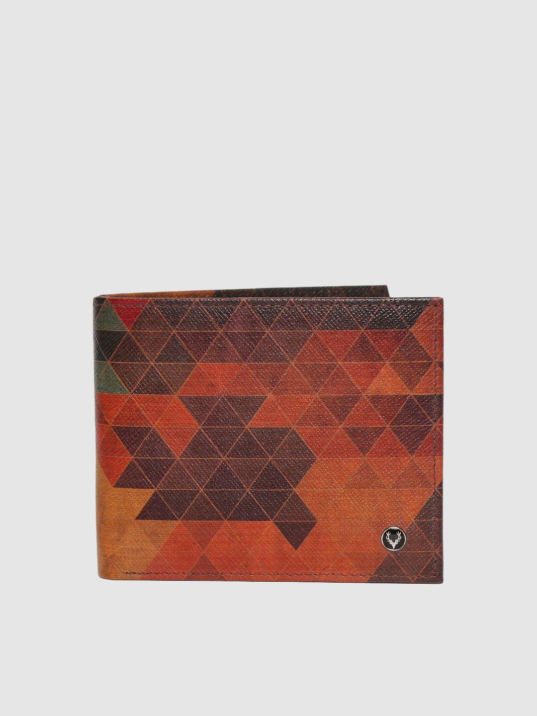 allen solly men multicoloured printed leather two fold wallet