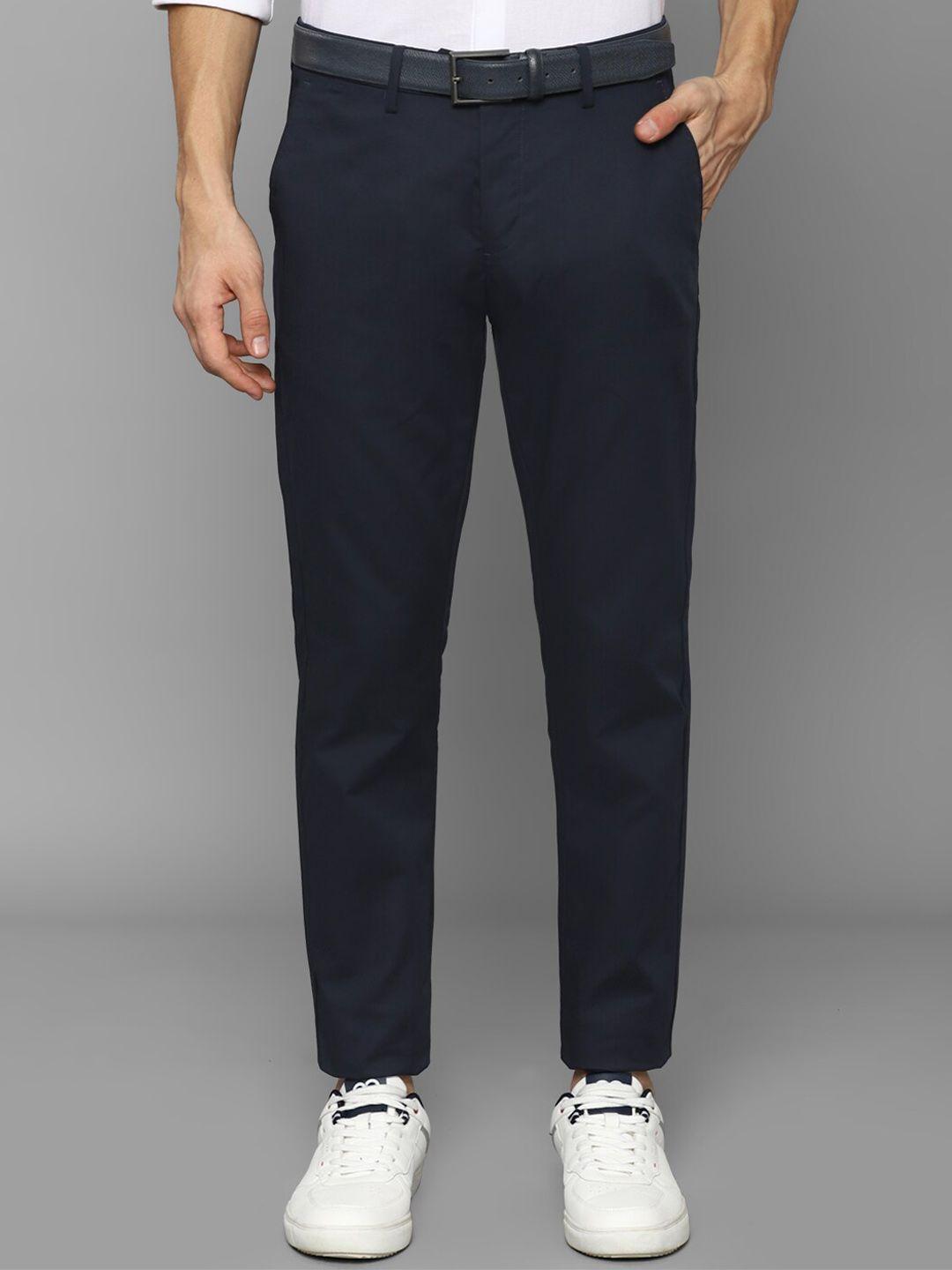 allen solly men navy blue casual trousers