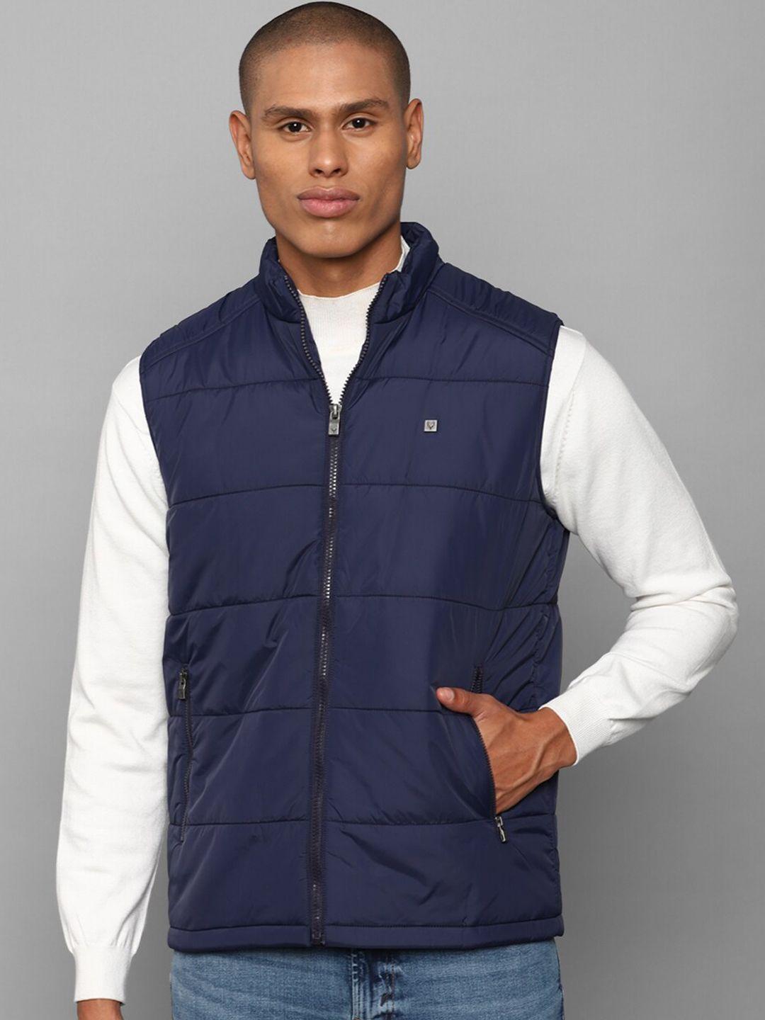 allen solly men navy blue pure cotton puffer jacket