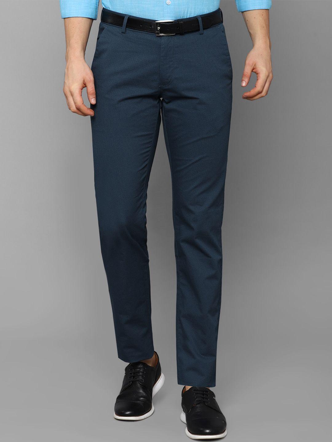 allen solly men navy blue slim fit casual trousers