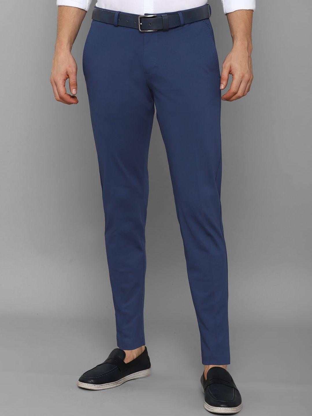 allen solly men navy blue slim fit trousers