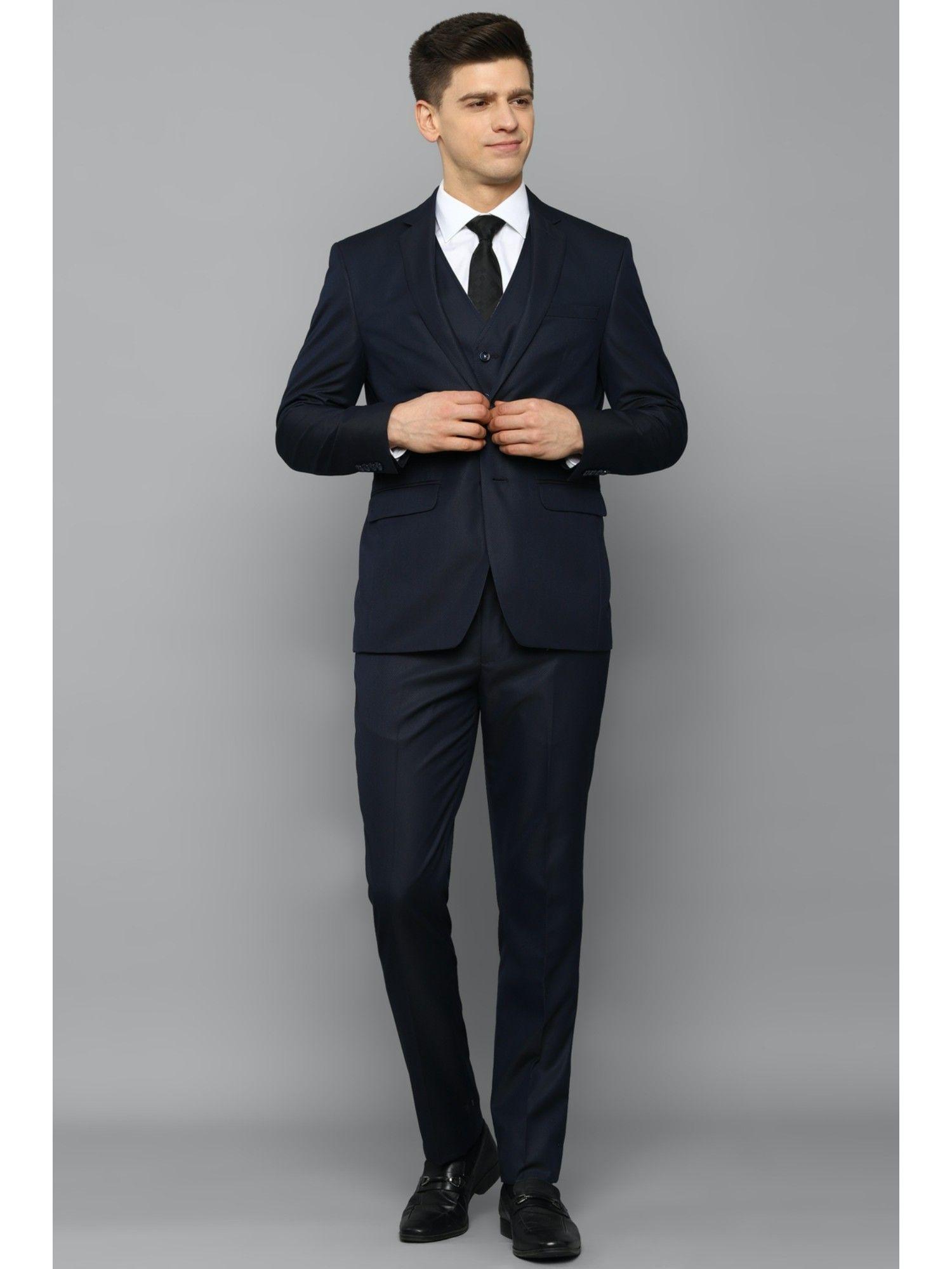 allen solly men navy three piece suit