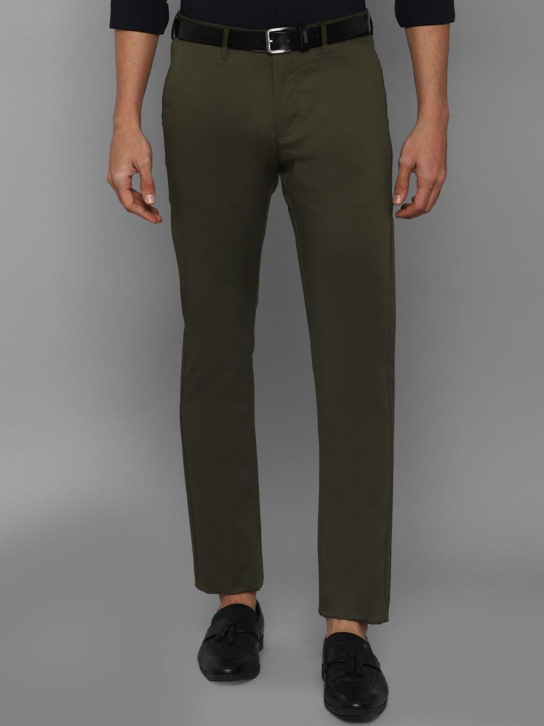 allen solly men olive green slim fit trousers