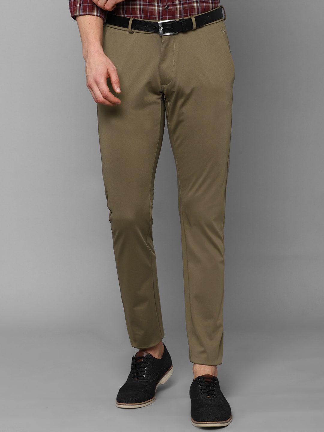 allen solly men olive green slim fit trousers