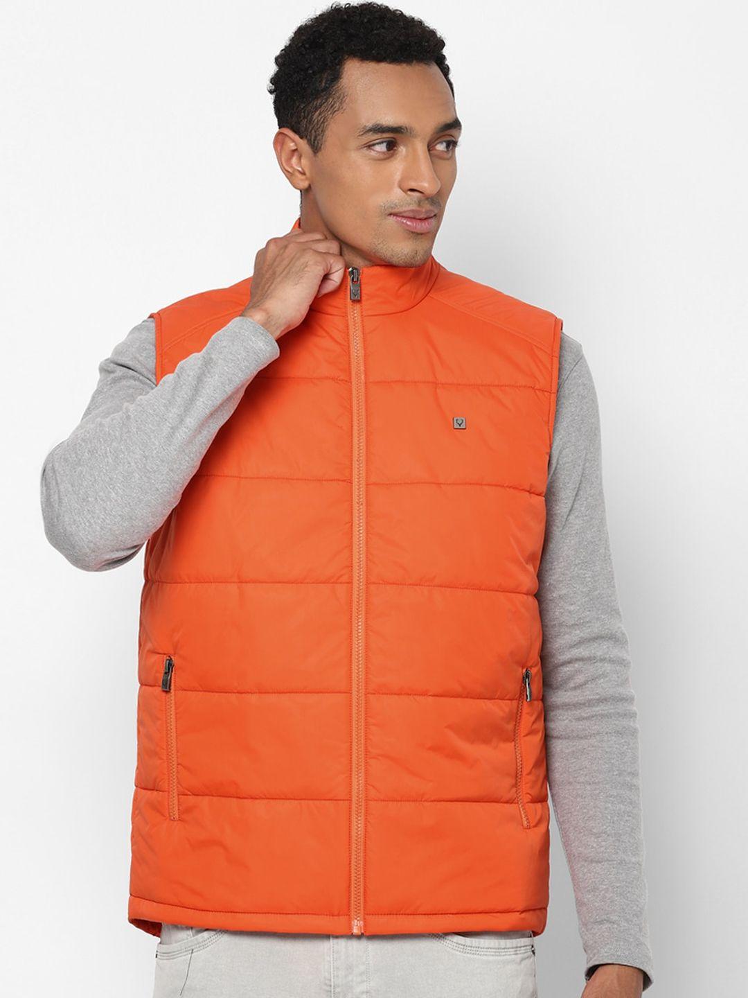 allen solly men orange solid padded jacket