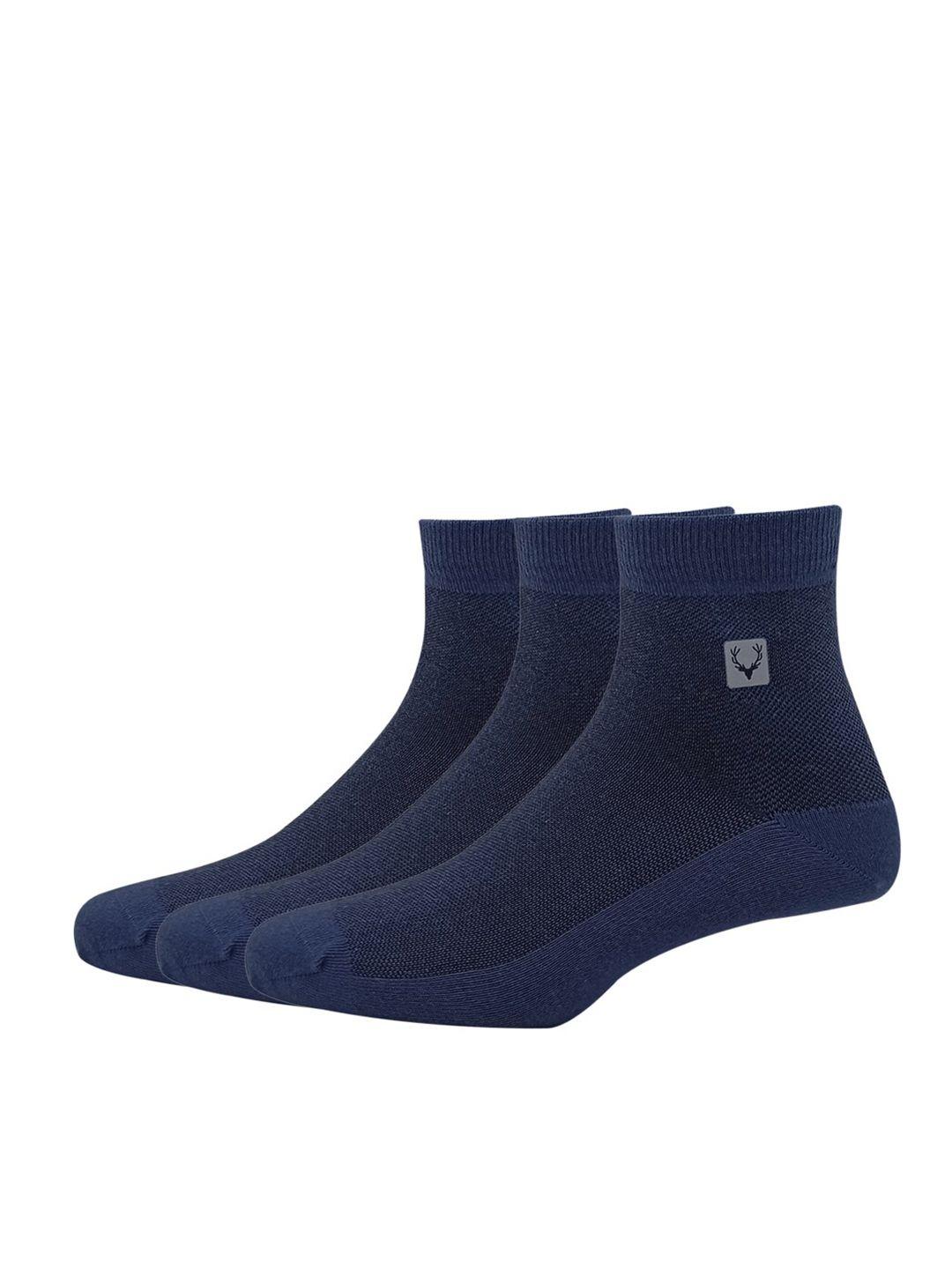 allen solly men pack of 3 blue solid above ankle-length socks