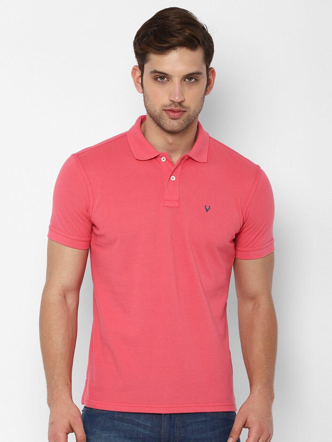 allen solly men pink polo collar applique t-shirt