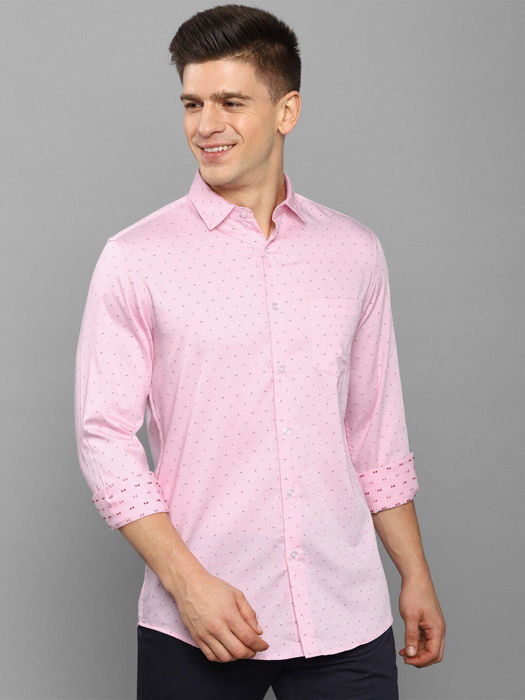 allen solly men pink slim fit printed casual shirt