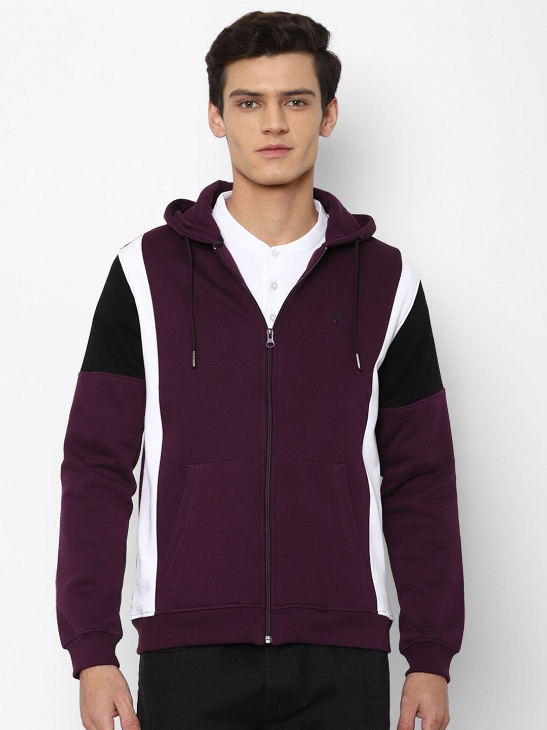 allen solly men purple hooded sweatshirt