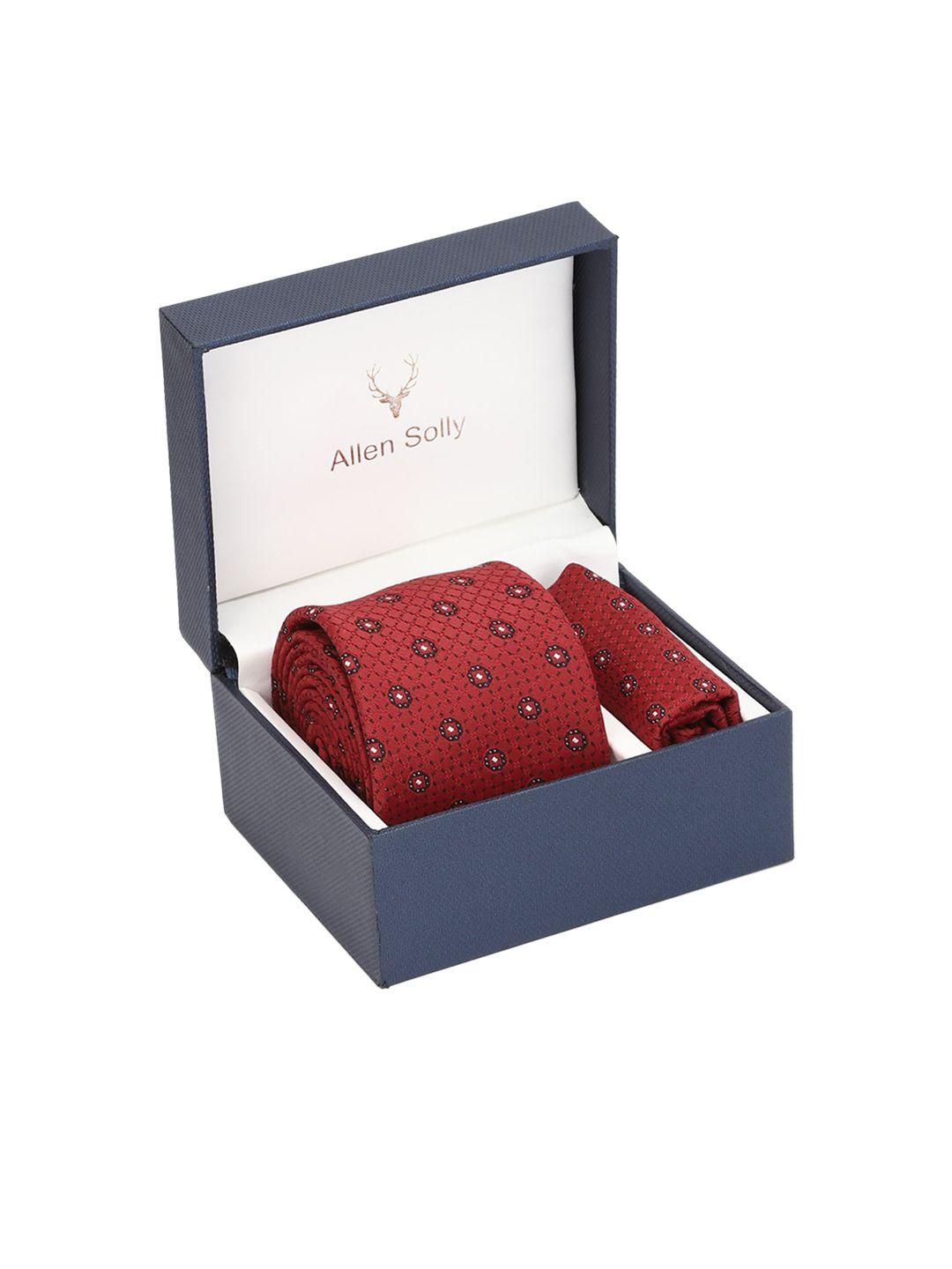 allen solly men red printed accessory gift set