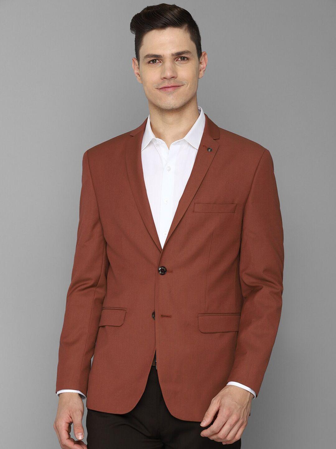 allen solly men red solid slim-fit single breasted formal blazers
