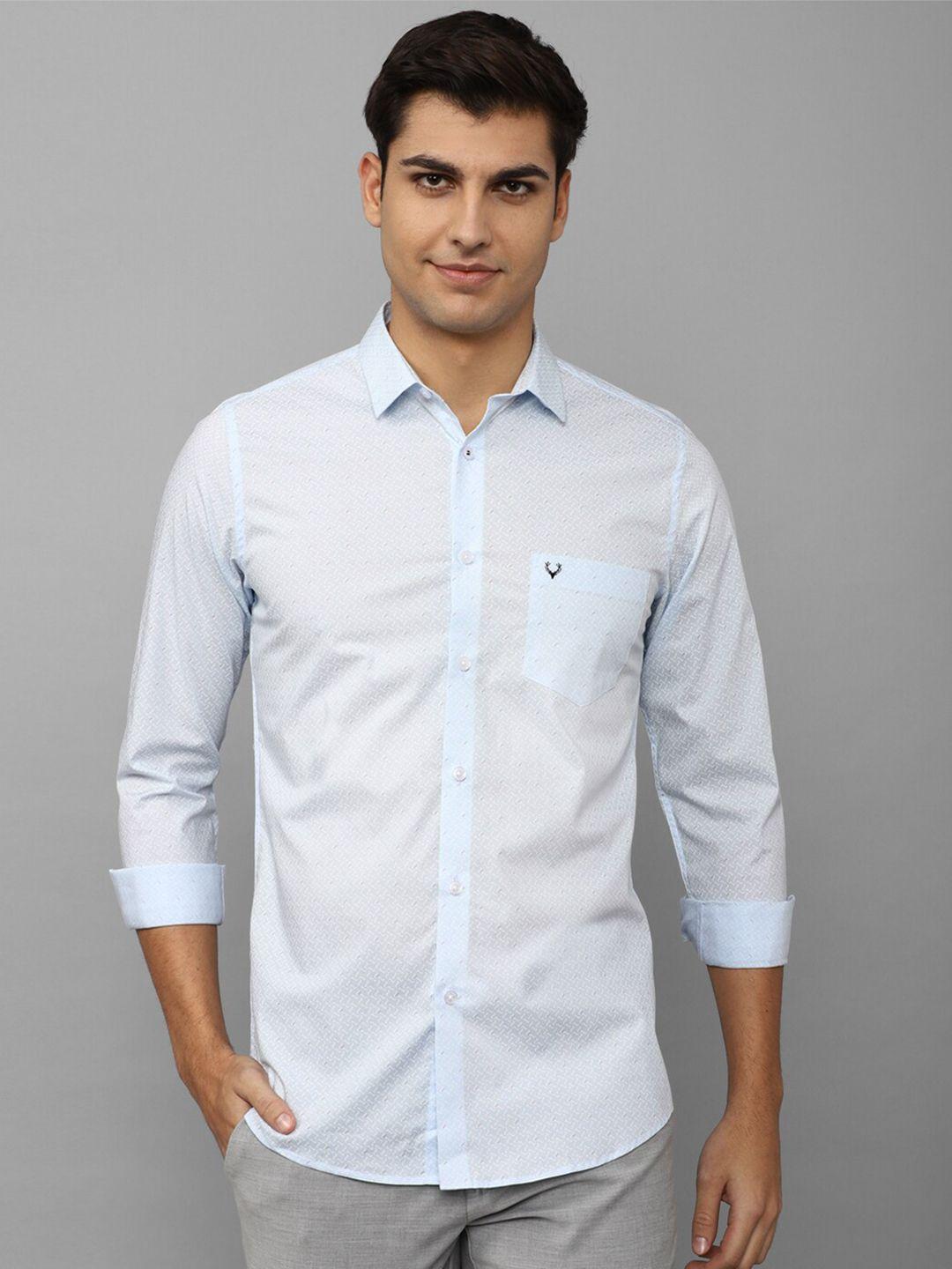 allen solly men slim fit abstract printed casual cotton shirt