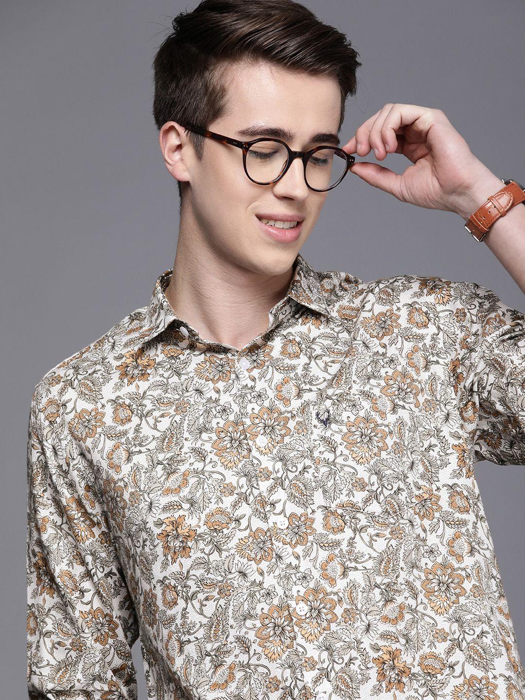 allen solly men slim fit floral opaque printed casual shirt