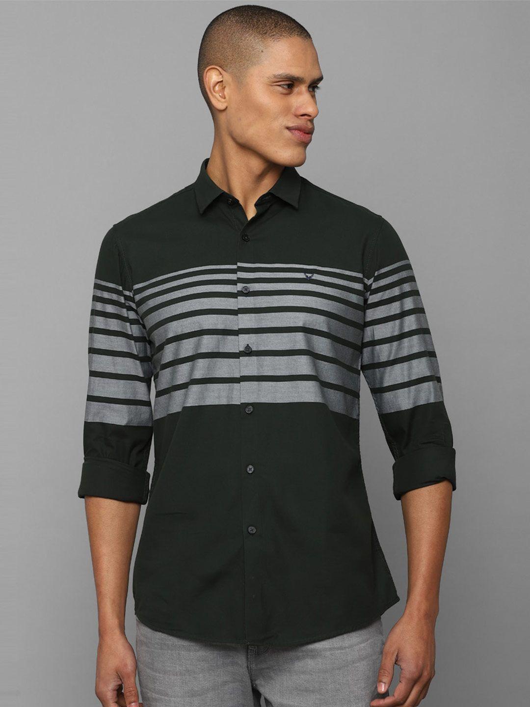 allen solly men slim fit horizontal striped casual shirt