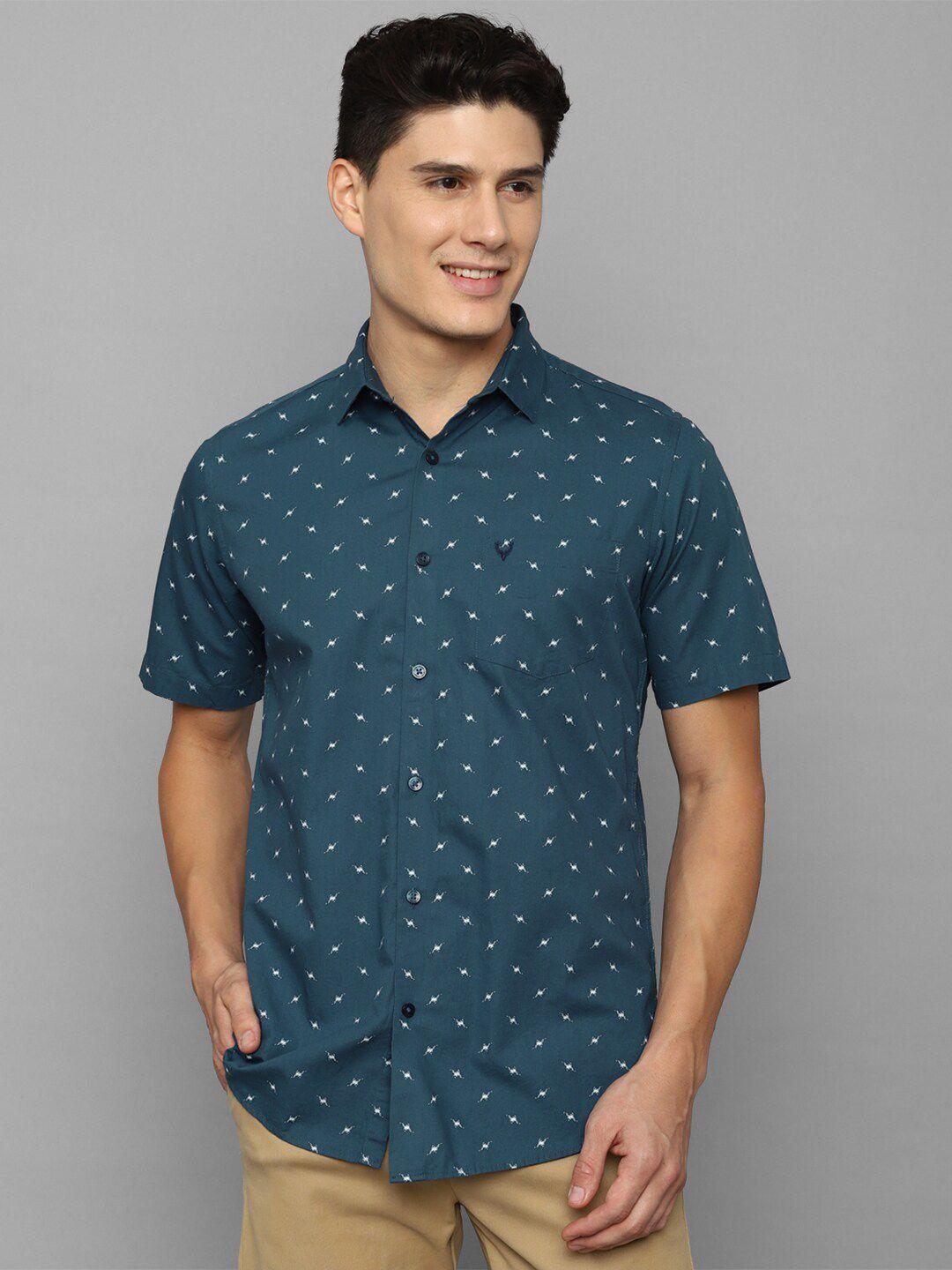 allen solly men slim fit micro ditsy printed casual cotton shirt