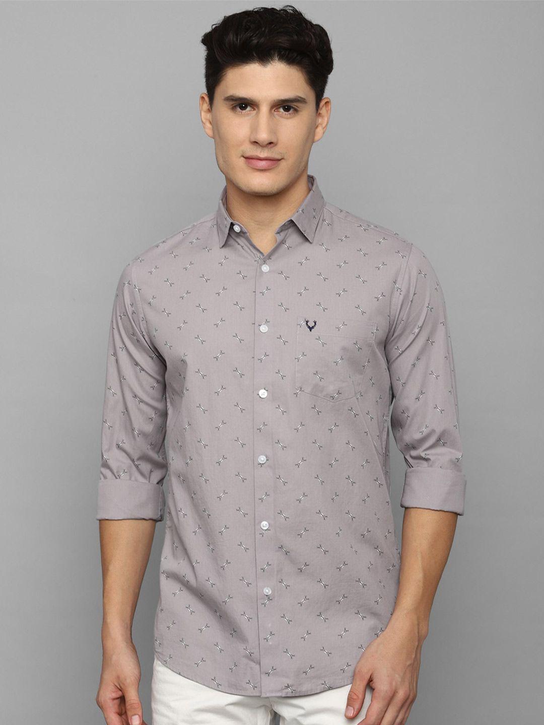 allen solly men slim fit printed casual pure cotton shirt