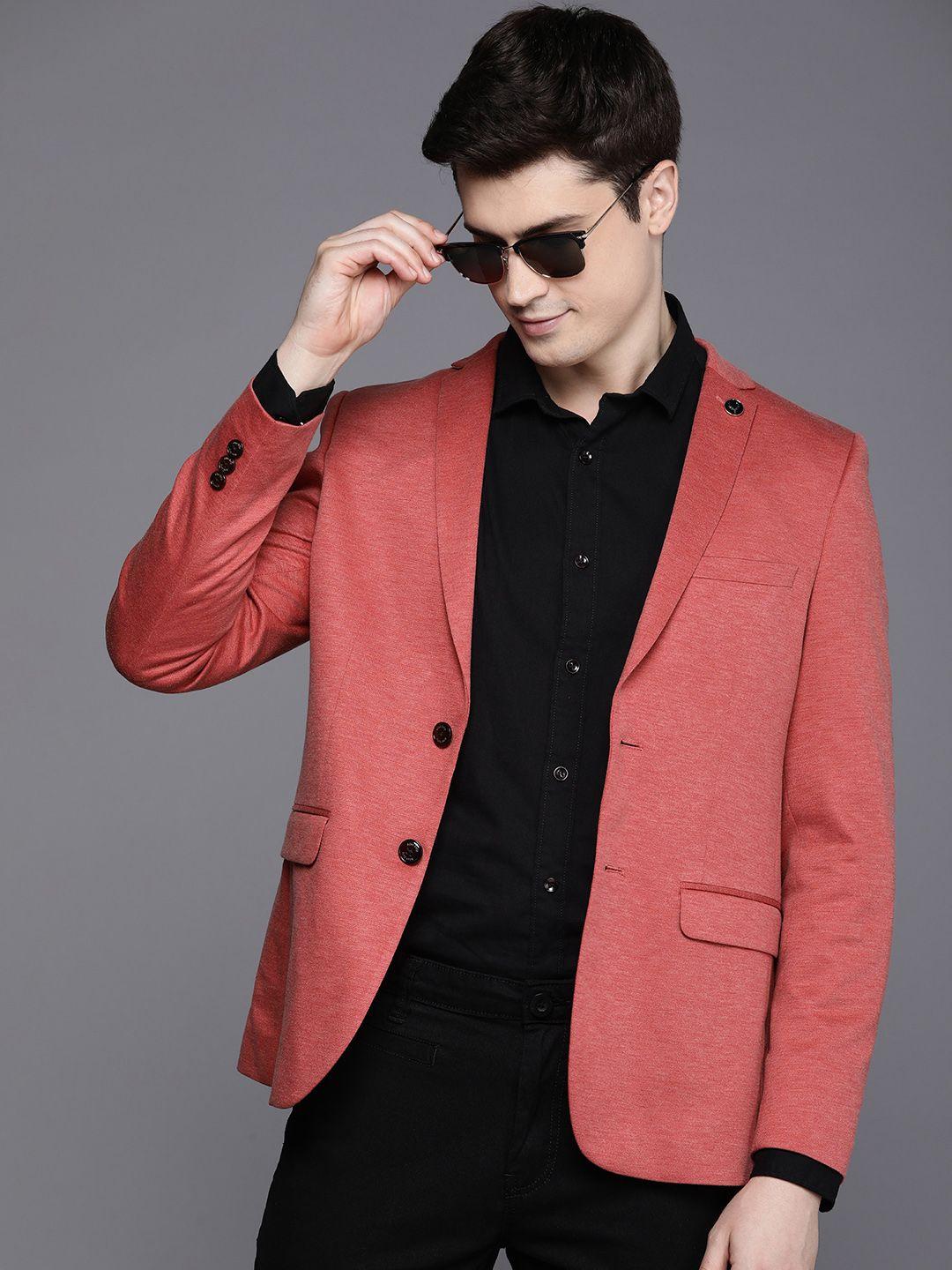 allen solly men slim fit single-breasted casual blazer