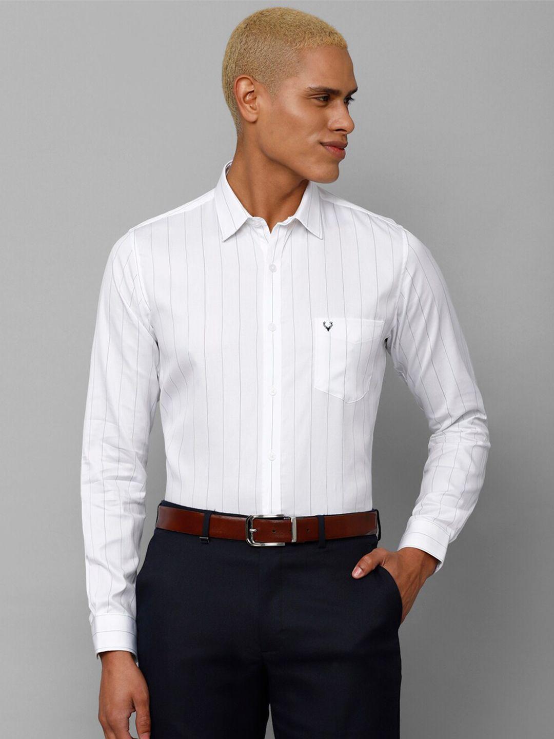 allen solly men slim fit vertical striped formal pure cotton shirt