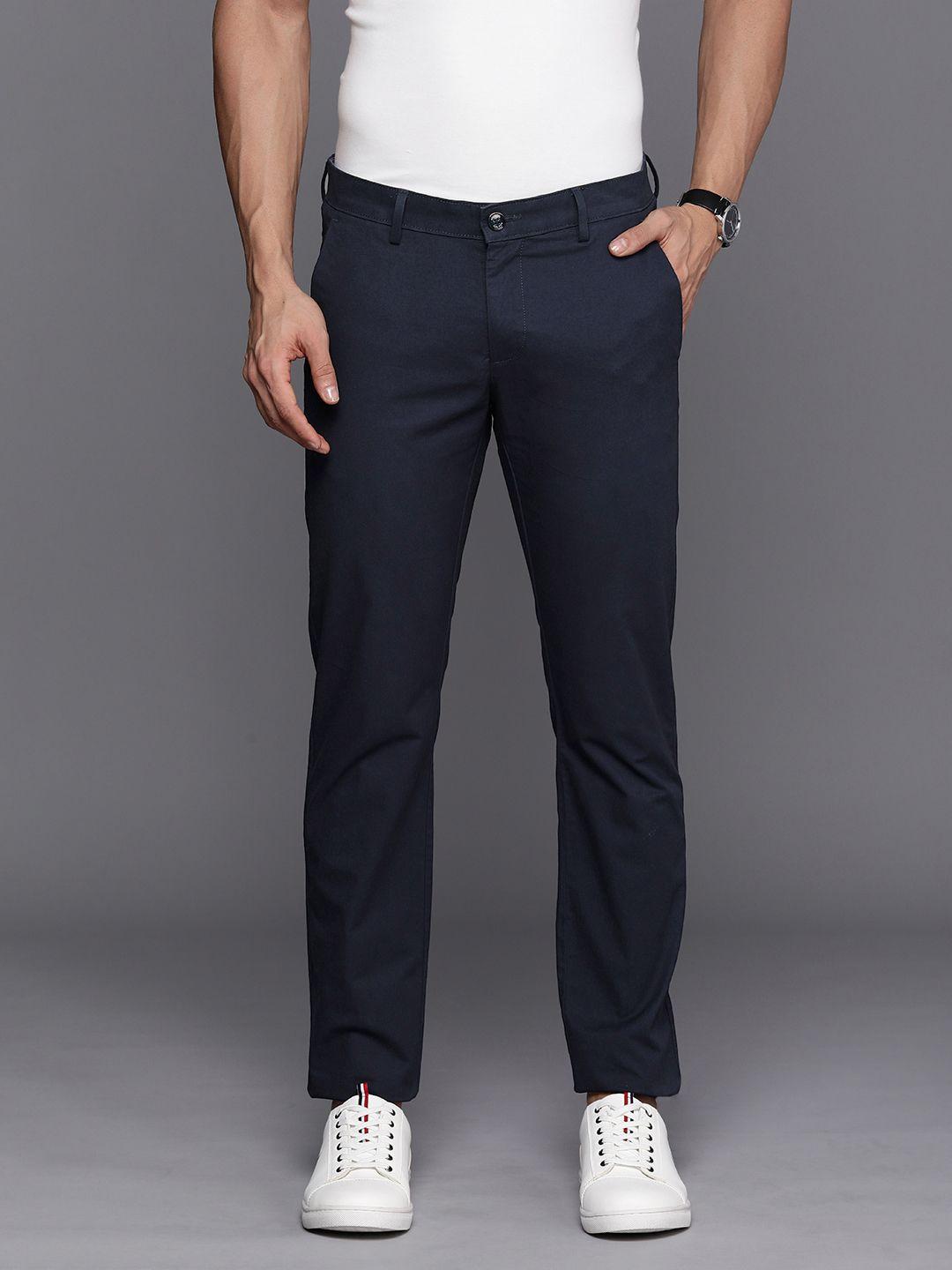 allen solly men solid slim fit mid-rise chinos