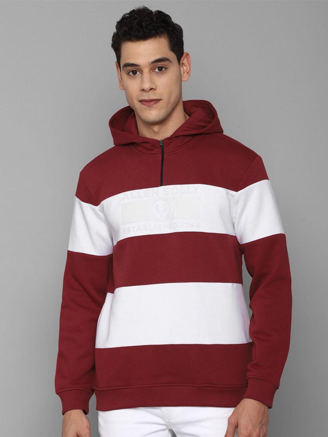 allen solly men striped hooded cotton sweatshirt