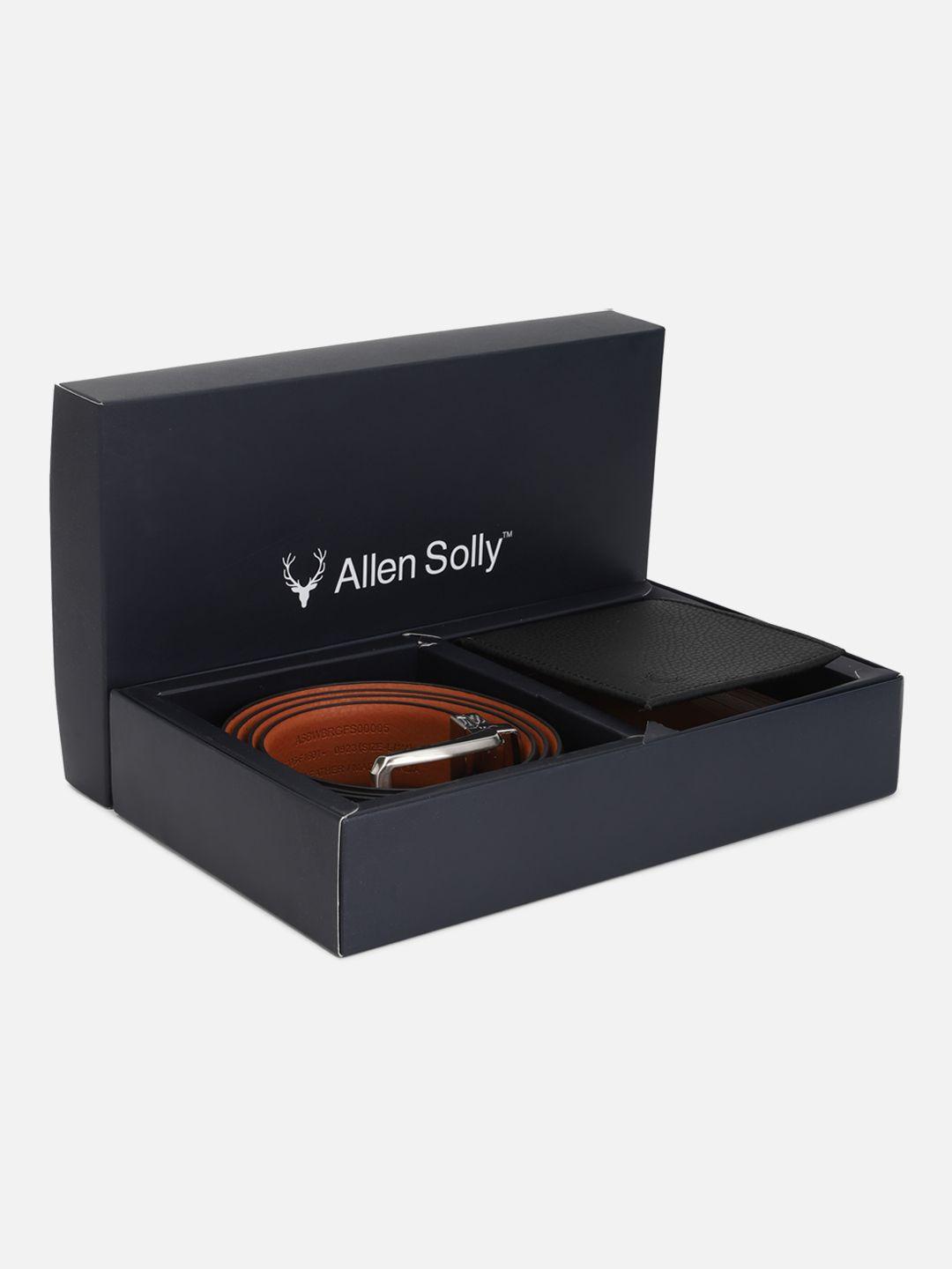 allen solly men textured leather accessory gift set