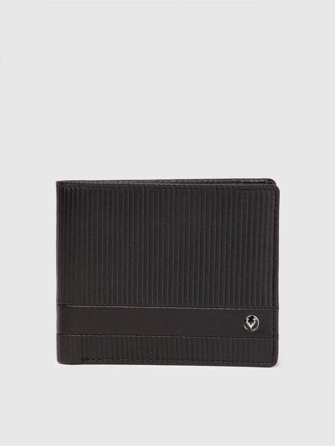 allen solly men textured leather two fold wallet