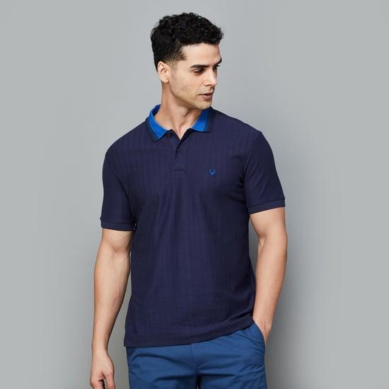 allen solly men textured polo t-shirt