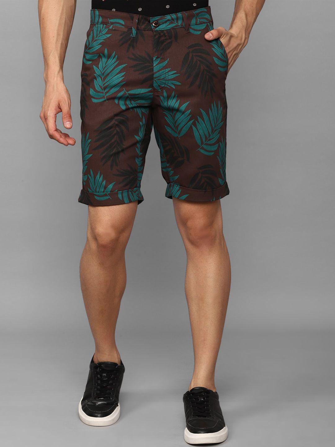 allen solly men tropical printed slim fit mid-rise pure cotton shorts