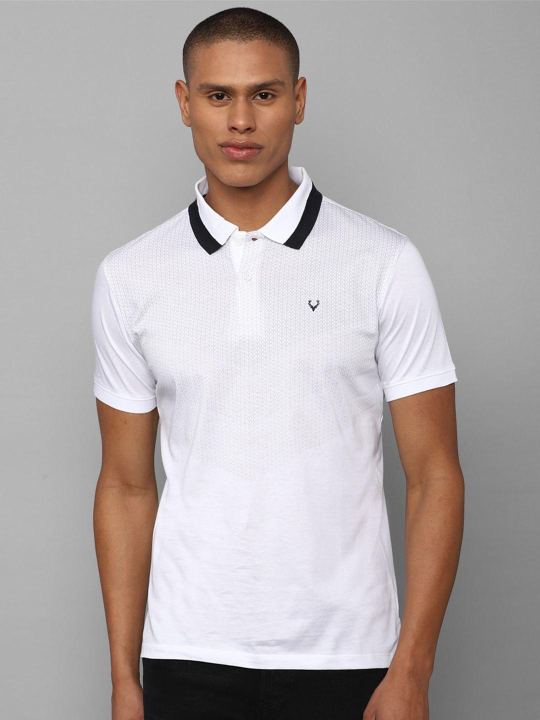 allen solly men white & black polo collar cotton t-shirt