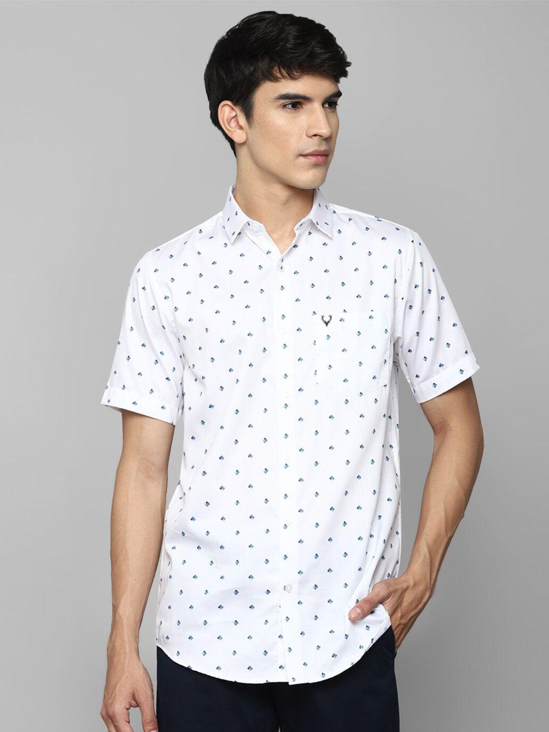 allen solly men white slim fit printed casual shirt