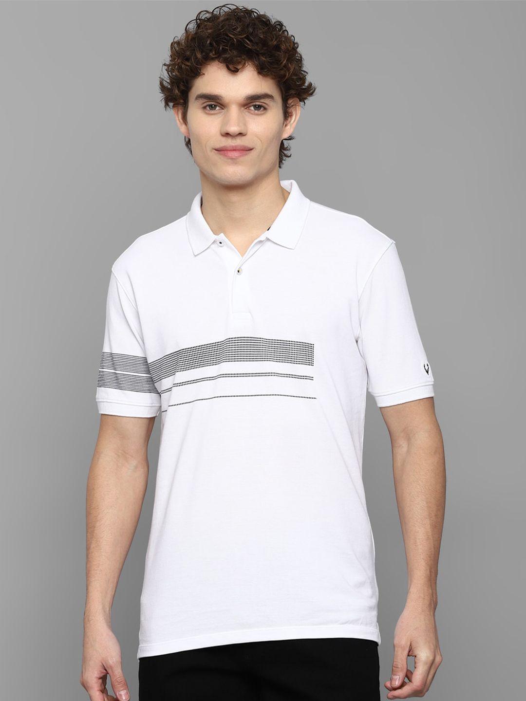 allen solly men white striped polo collar cotton t-shirt