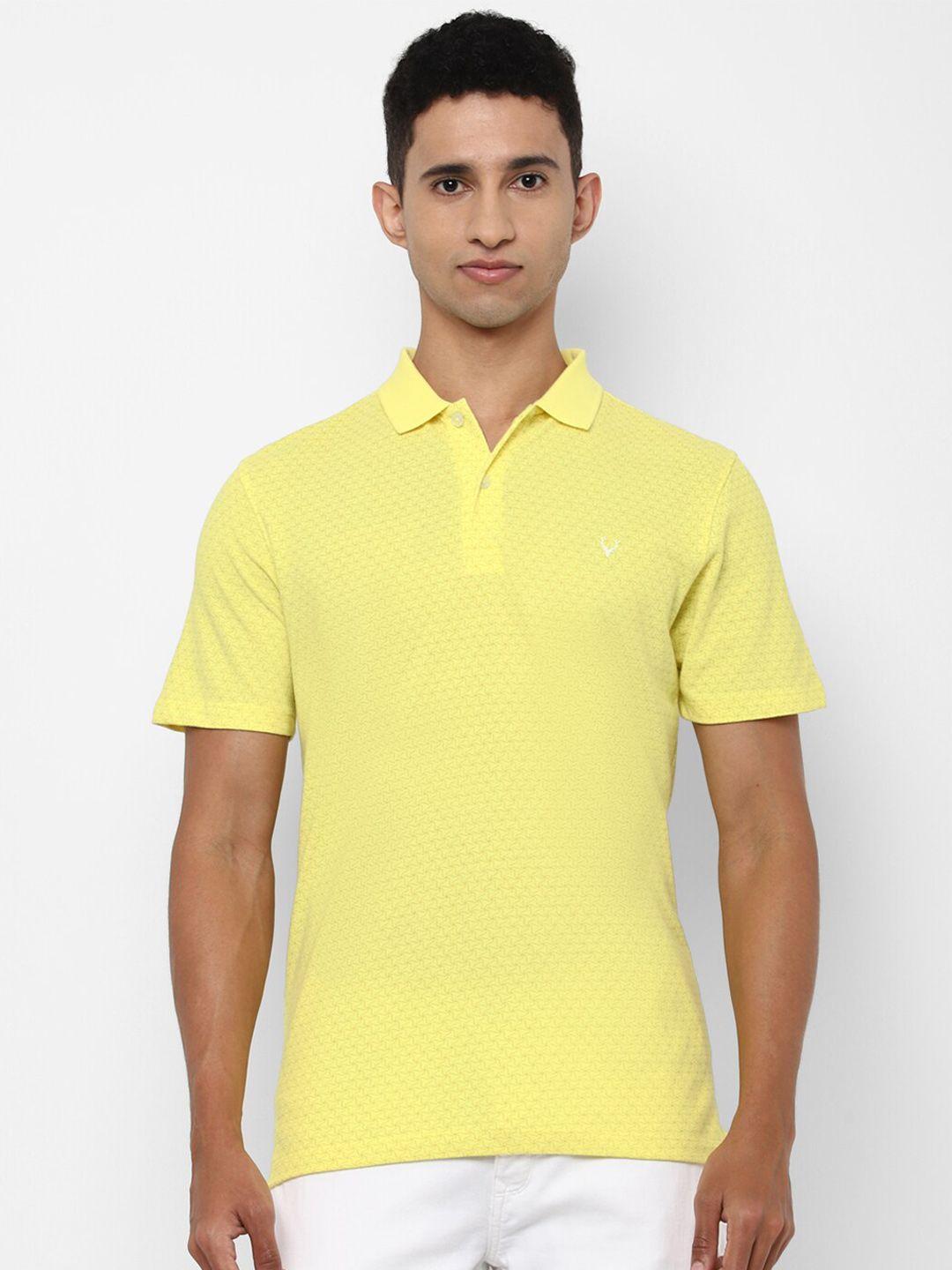 allen solly men yellow polo collar pure cotton t-shirt
