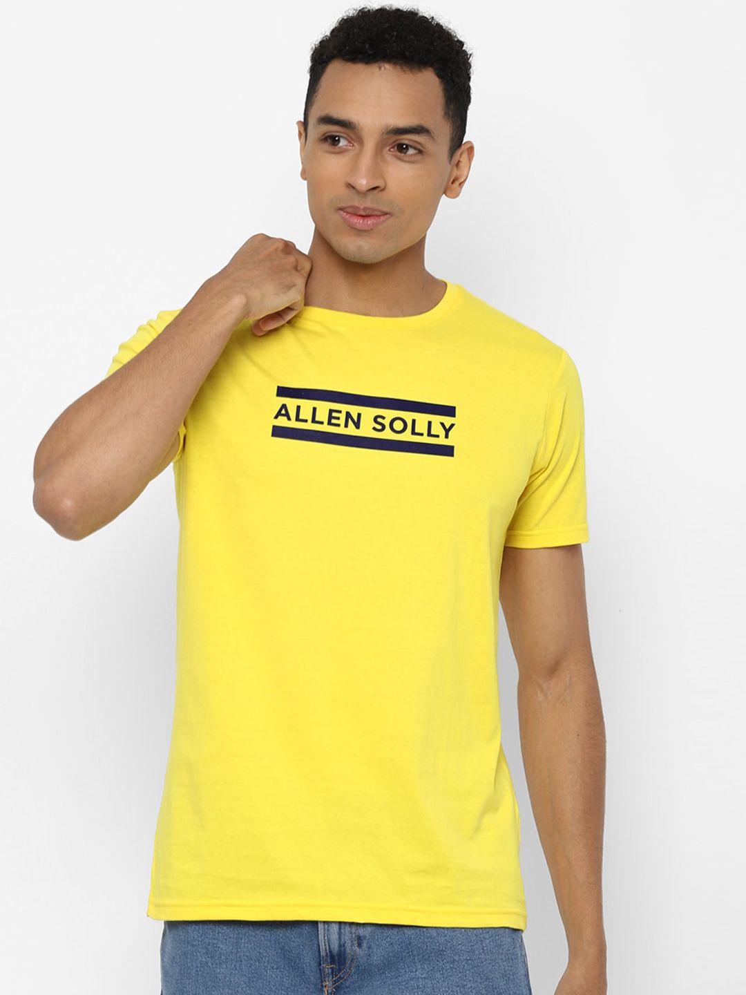 allen solly men yellow printed round neck t-shirt