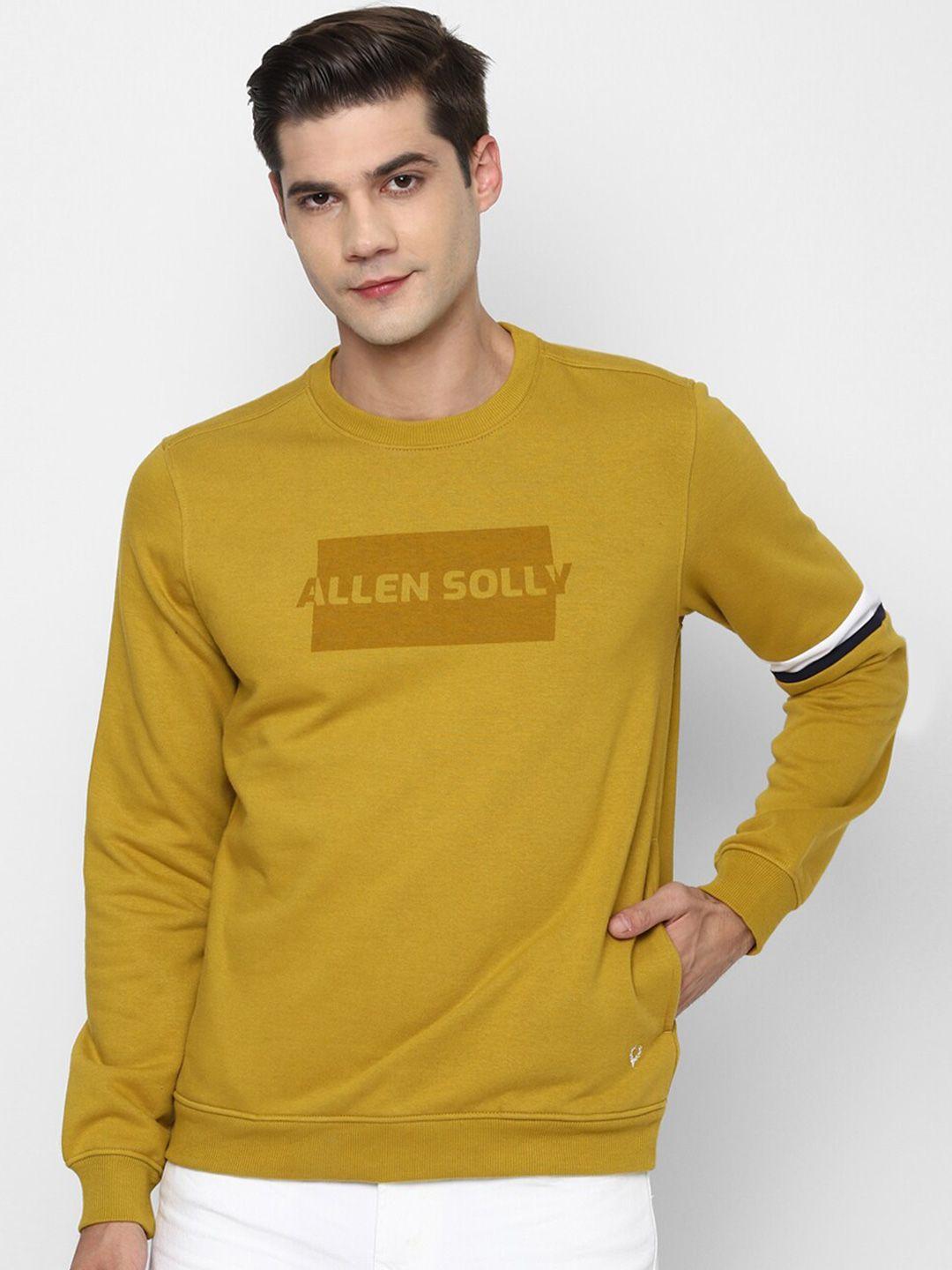 allen solly men yellow printed sweatshirt