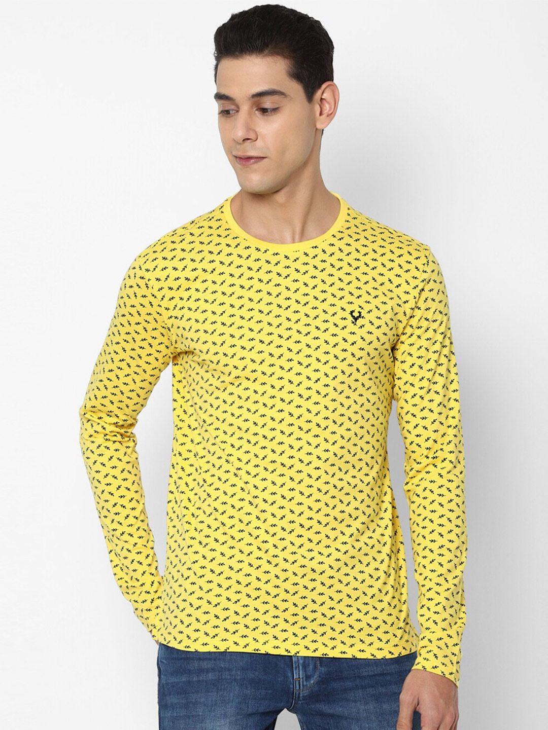 allen solly men yellow printed t-shirt