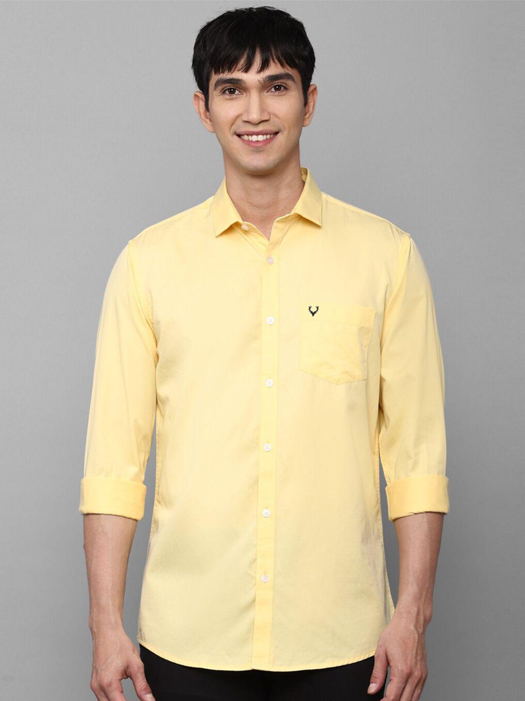allen solly men yellow slim fit casual shirt