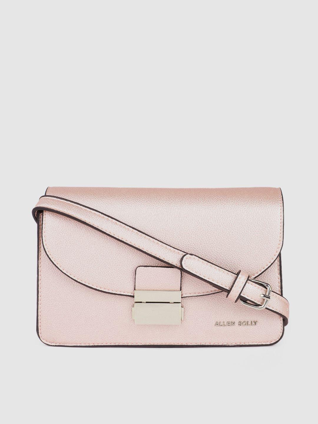 allen solly metallic pink-toned pu structured sling bag