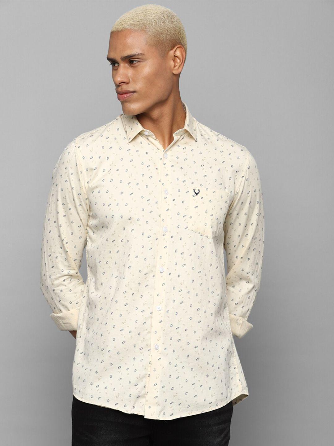 allen solly micro ditsy printed slim fit casual pure cotton shirt