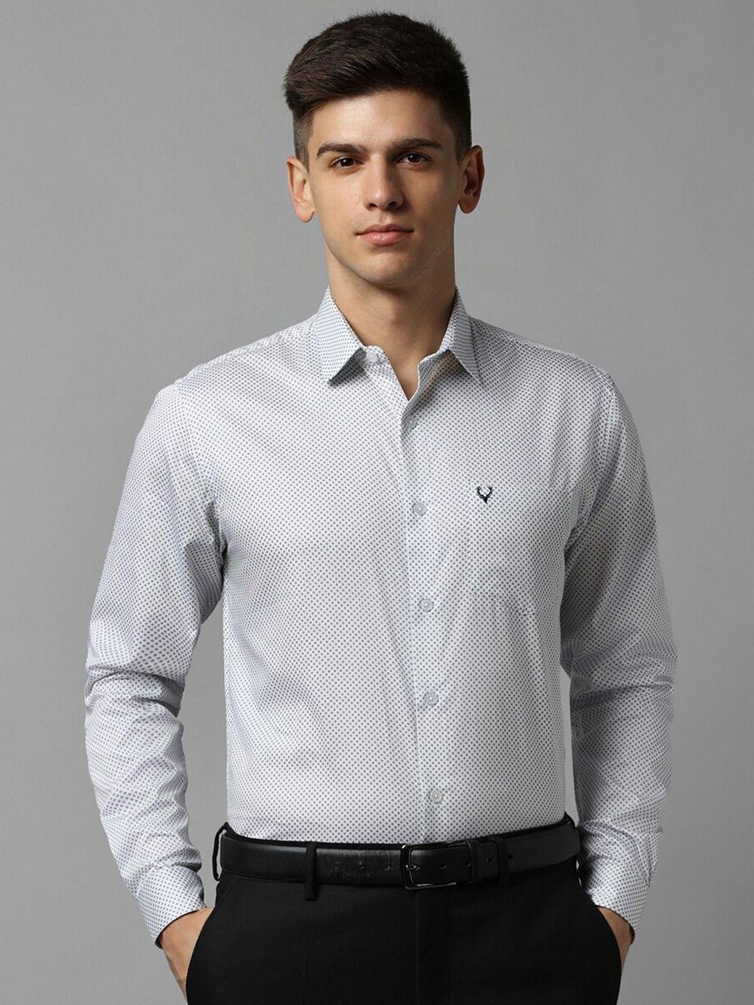 allen solly micro ditsy printed slim fit opaque pure cotton formal shirt