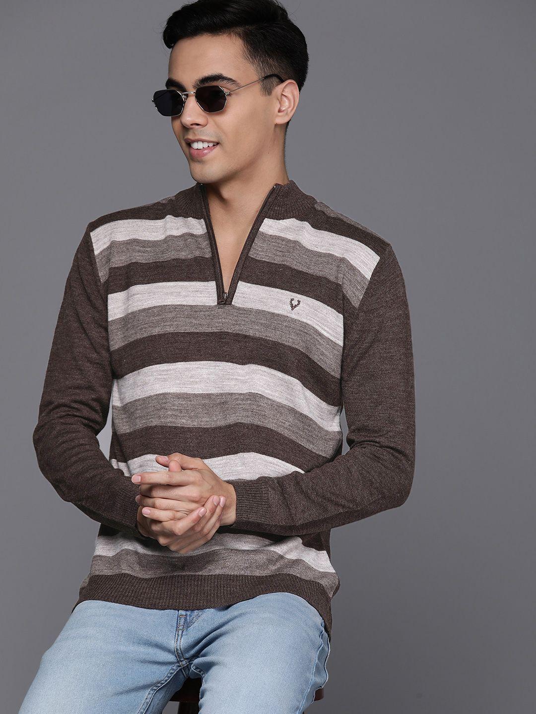 allen solly mock collar striped pullover