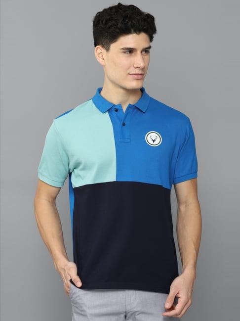 allen solly multi cotton regular fit colour block polo t-shirt