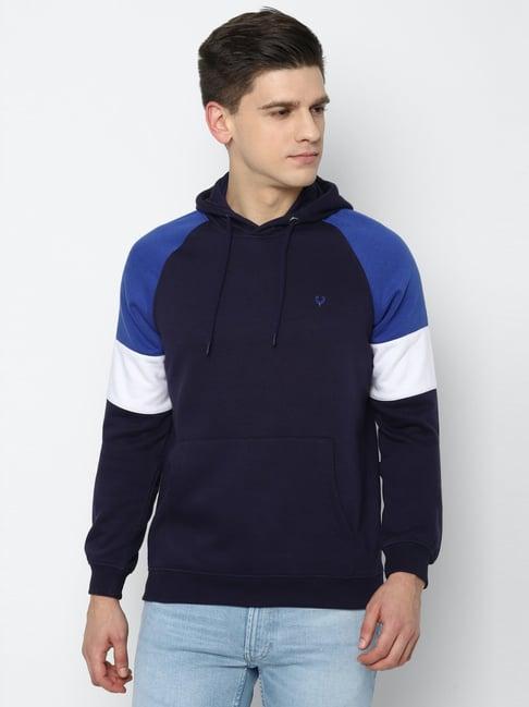 allen solly multi regular fit colour block hooded sweatshirt