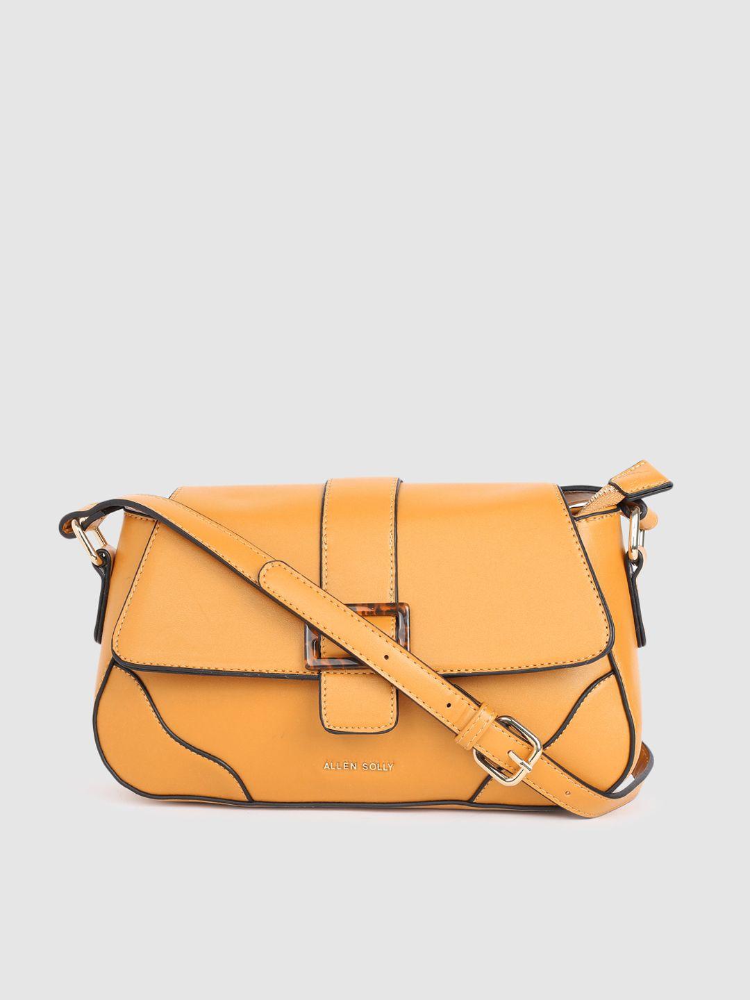 allen solly mustard pu structured sling bag